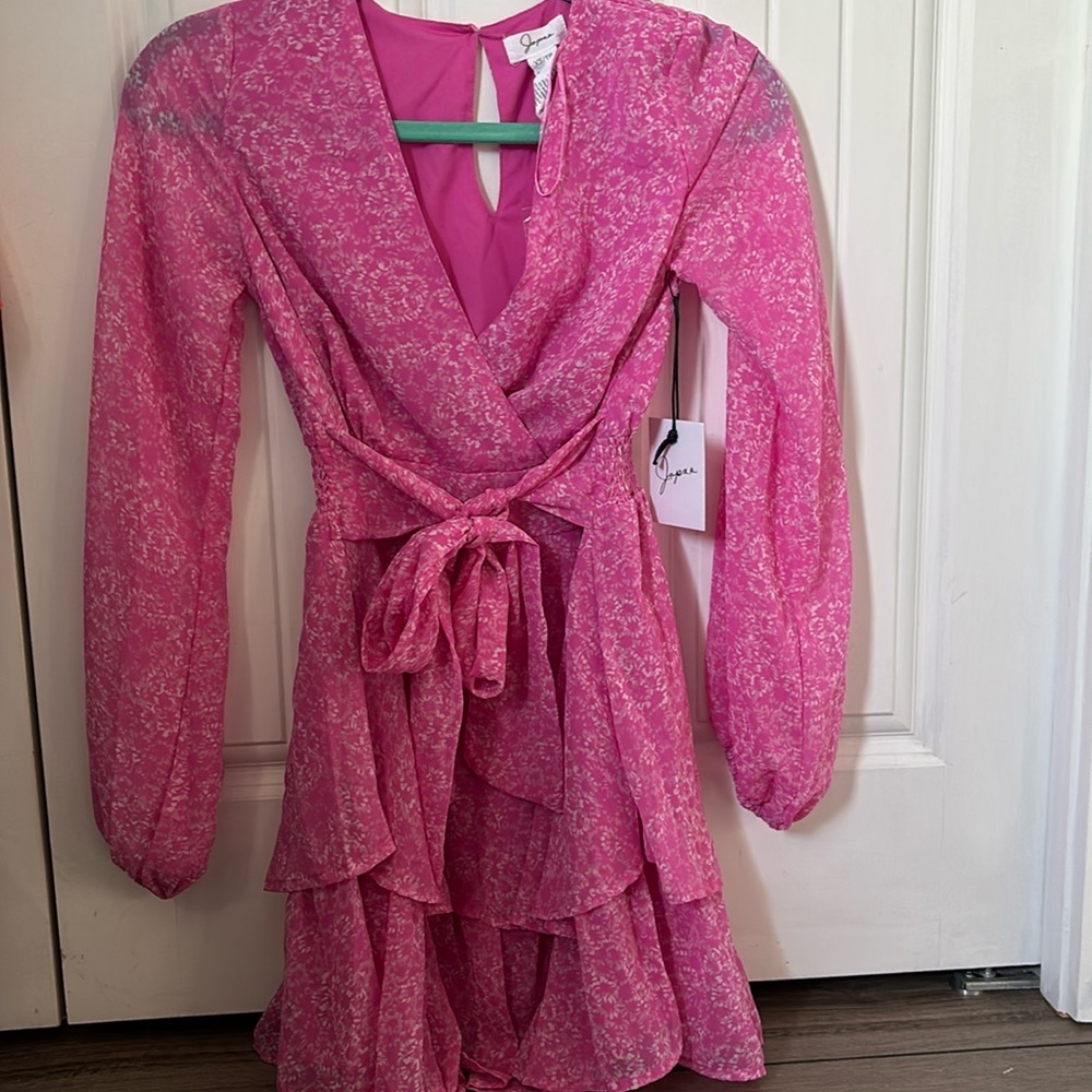 Pink Japna tie waist dress